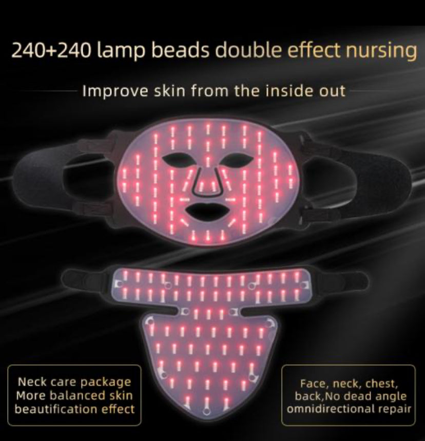 ⭐️480 perles LED Masque en silicone de luminothérapie LED 4 couleurs