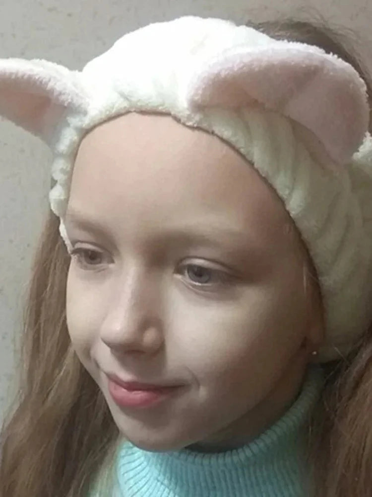 Bandeau chat corail en peluche