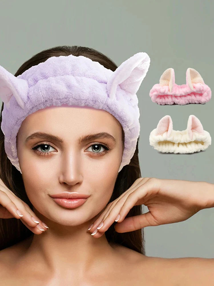 Bandeau chat corail en peluche