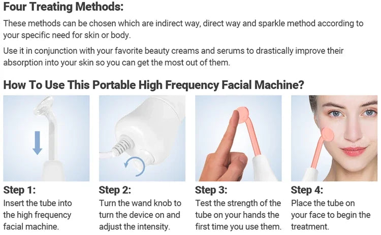 4 en 1 électrique portatif pour le visage outils de beauté de la peau Portable haute fréquence